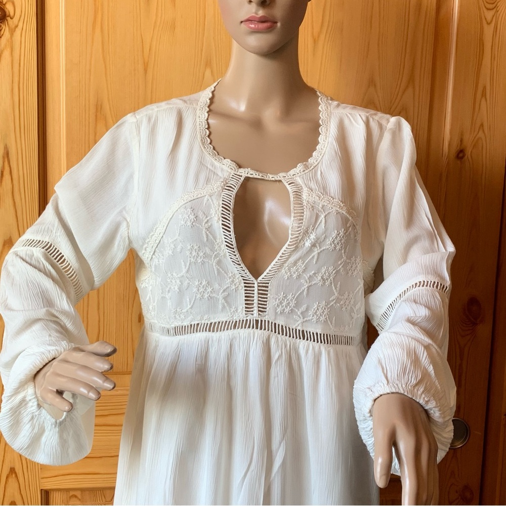 Patrons of Peace White Dress M Lace Crochet Boho Festival Cutouts - Picture 3 of 13